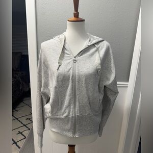 Athleta Balance Hoodie Size M light grey with multi color dots